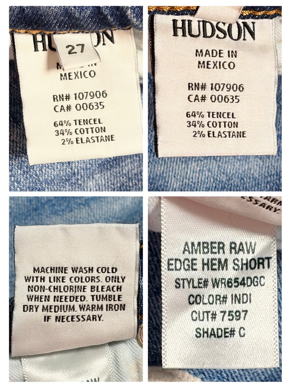 new Amber Fray Raw Edge Hem Denim Shorts with Lace Applique - Picture 10 of 16